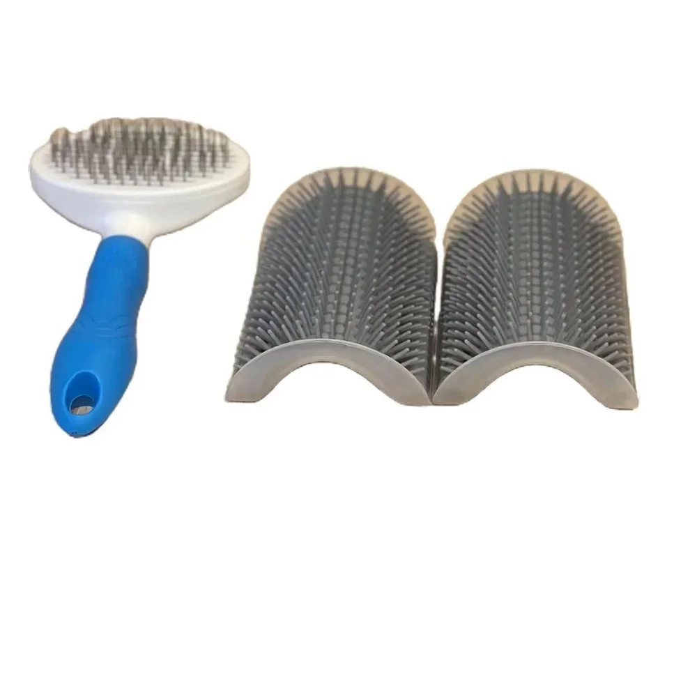 Cat Grooming Brush Set (3 Pieces) 1 Slicker Cat Brush 2 Cat Wall Corner Combs